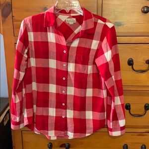 Check button down red shirt